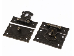 Pestillo para caja o cofre de madera con cerradura de bronce CHABERLU