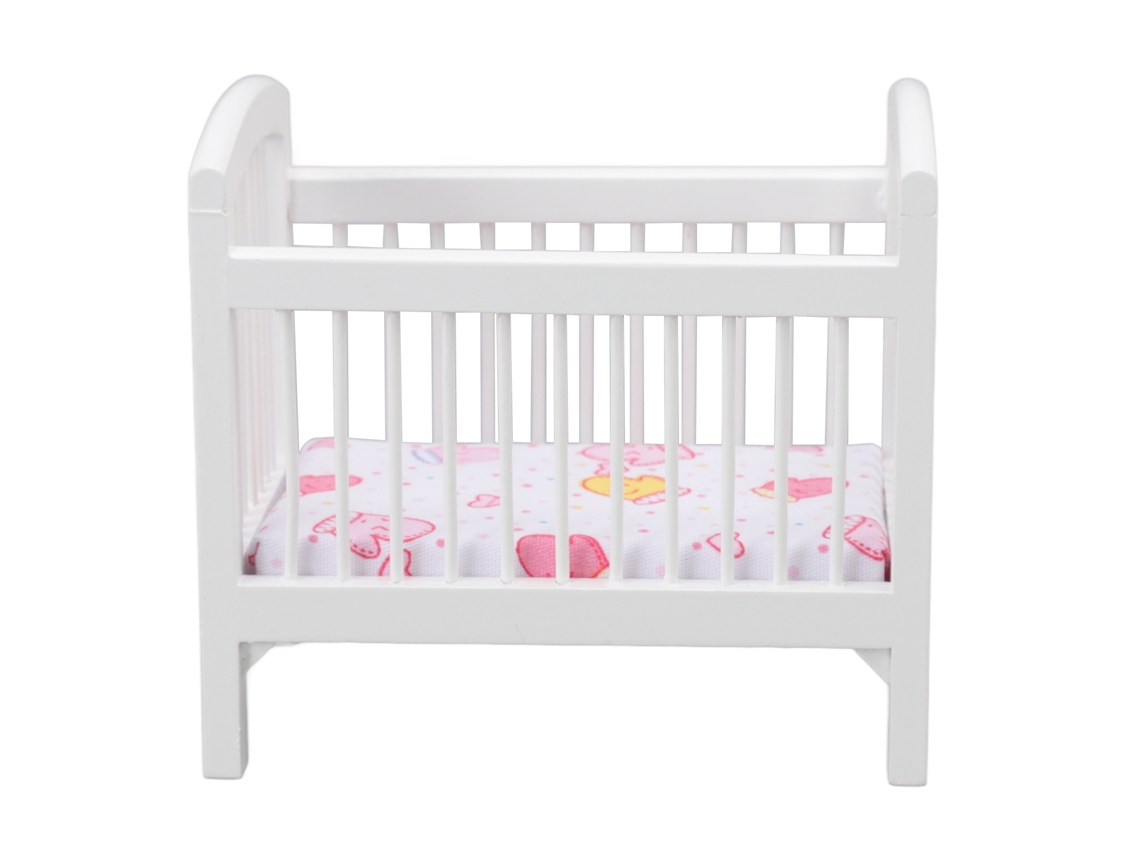 2026-cuna De Muñeca De Madera Segura Bonita Miniatura Para Casa De Muñecas 1:12 Dormitorio Blanco Brillo Vívido Decora