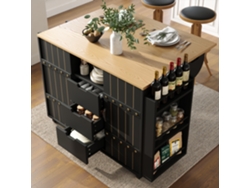 Gabinetes de Cocina, Carro de Servicio con Acabado en Madera, Carro Auxiliar de Cocina con Ruedas y Encimera.