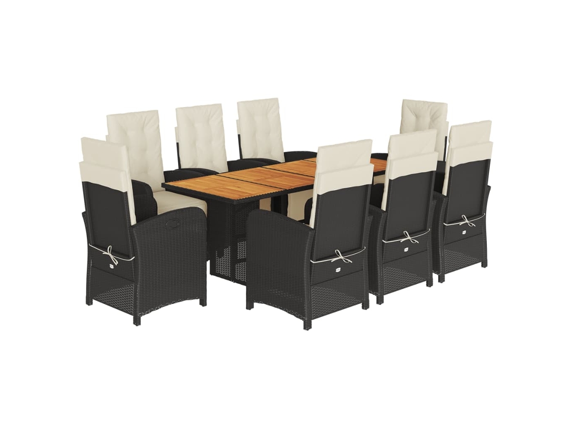 Maison Exclusive - Set De Comedor De Jardín 9 Pzas Y Cojines Ratán Sintético Negro