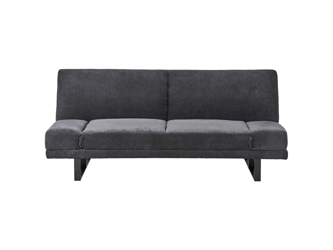 Sofá cama multifuncional Beliani York en chenilla negra (190 x 105 cm)