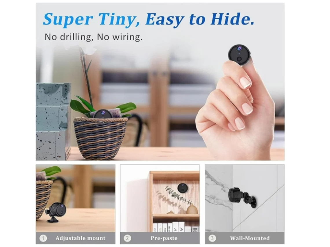 Cámara espía oculta 1080P Wifi, minicámara para niñera, monitor de bebé, vigilancia para seguridad en el hogar y la oficina, detección nocturna, Yizhood