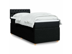 Cama box spring con colchón tela negro 90x190 cm