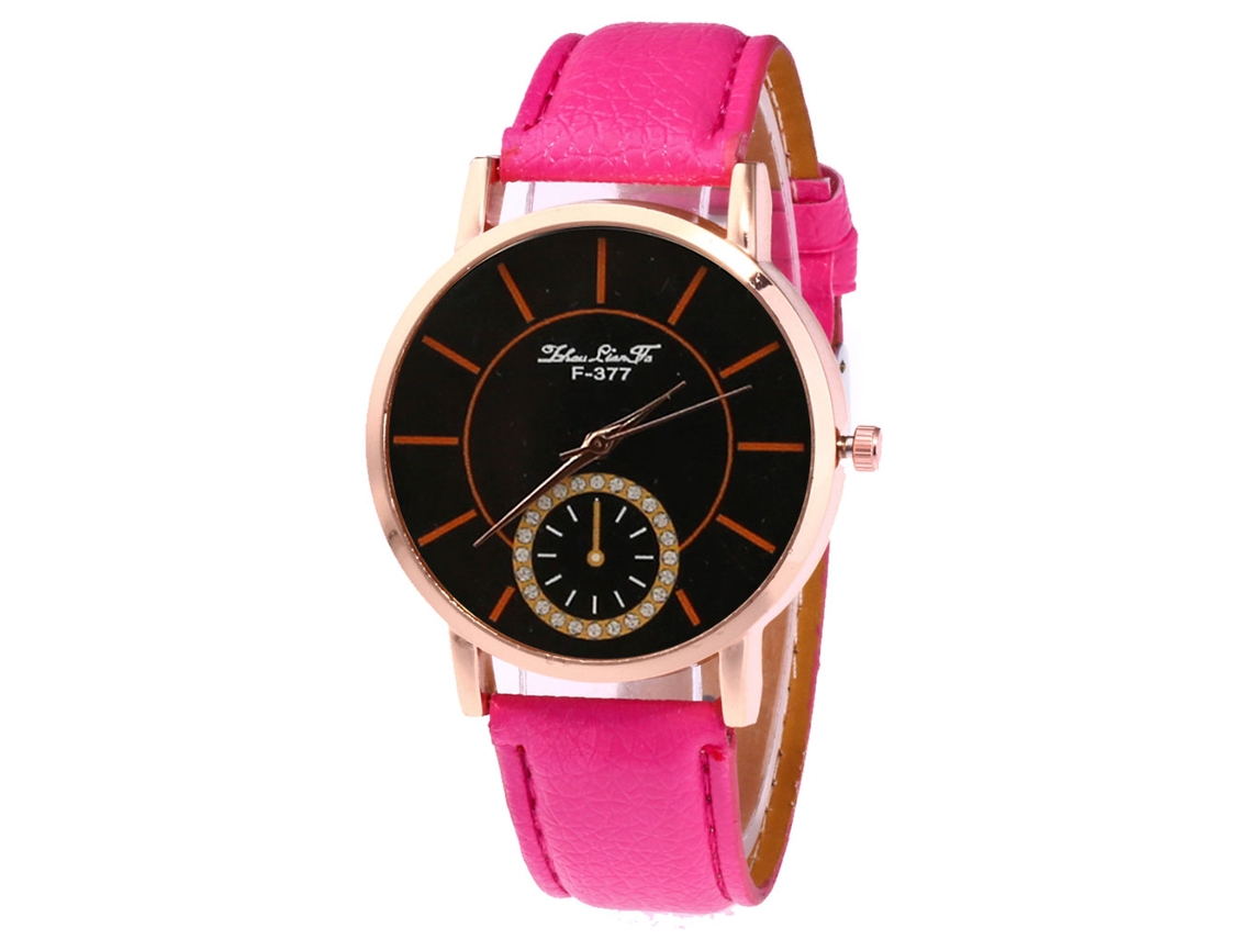 Reloj De Cuero De Quartzo Estilo Estudiantil Para Mujer/hombre Niño/niña Rojo Rosa