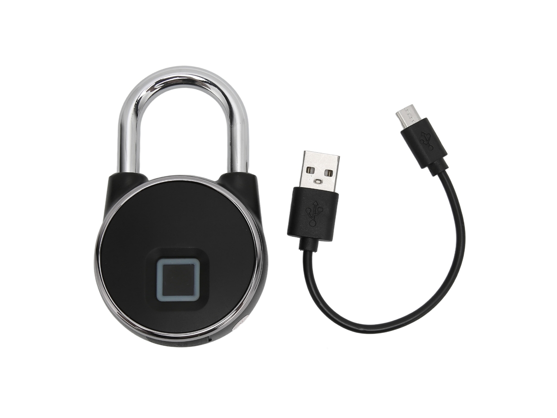 Candado digital portátil P22 con huella dactilar USB IP66 resistente al agua para escuelas, oficinas y cercas (negro) Kofihety