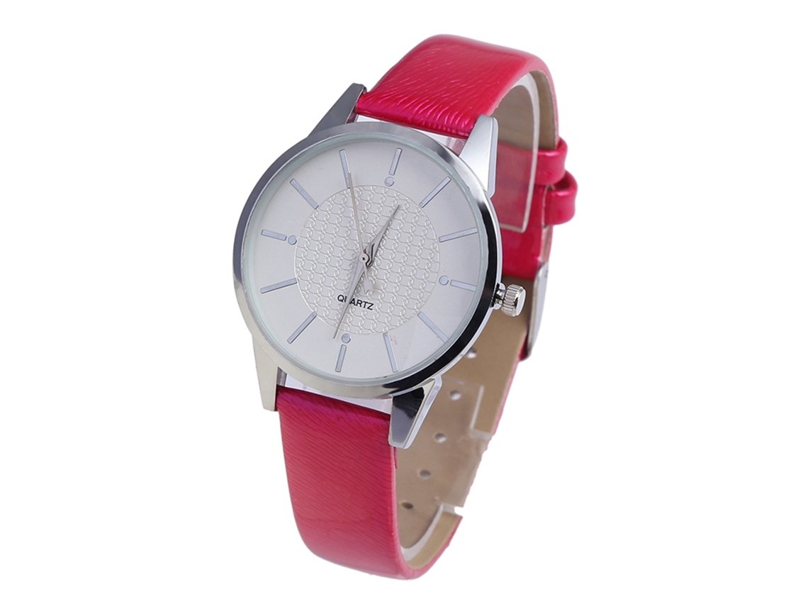 Reloj De Pulsera De Aleación Para Mujer Zhoulianfa Con Correa De Piel Sintética Rosa Oscuro.
