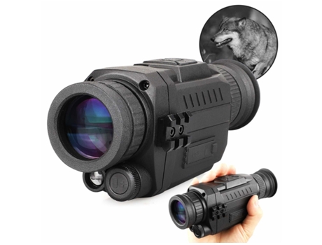 Monocular de visión nocturna con tarjeta TF 32G rango óptico 5X35 para caza de adultos Negro-Negro YIZHOOD