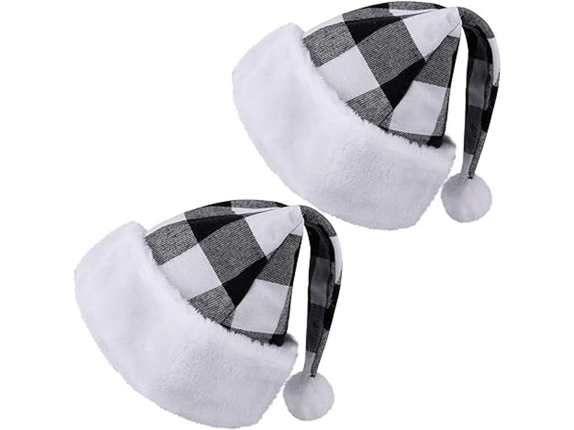 Gorro Navideño Infantil De Terciopelo Grueso Con Estampado A Cuadros Para Navidad Y Año Nuevo.