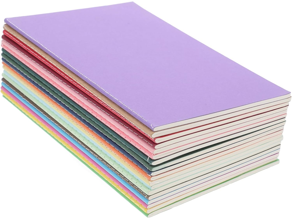 Juego De 18 Cuadernos Coloridos Con Tapa De Papel Kraft Y Páginas Flexibles Rayadas Para Diario Personal.