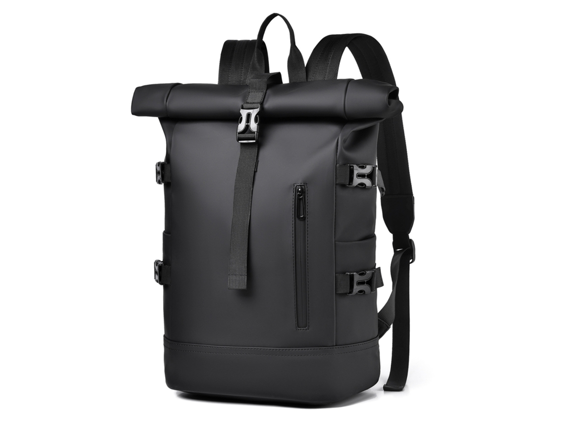 Mochila Enrollable Impermeable Henten Home Para Portátil De 15,6", Estilo Casual Urbano Unisex, Material Pu, Negra