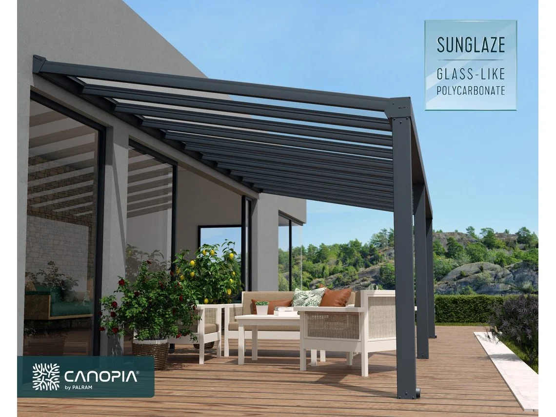 CANOPIA Pérgola Stockholm Premium Cubierta para Terraza de Aluminio 3,4X8 m Transparente