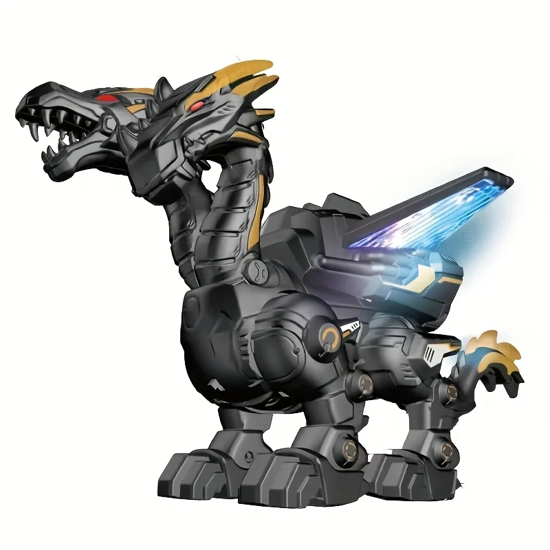 Dinosaurio robot de juguete, con dos cabezas, sonido y luz, un dinosaurio que camina. MDUG
