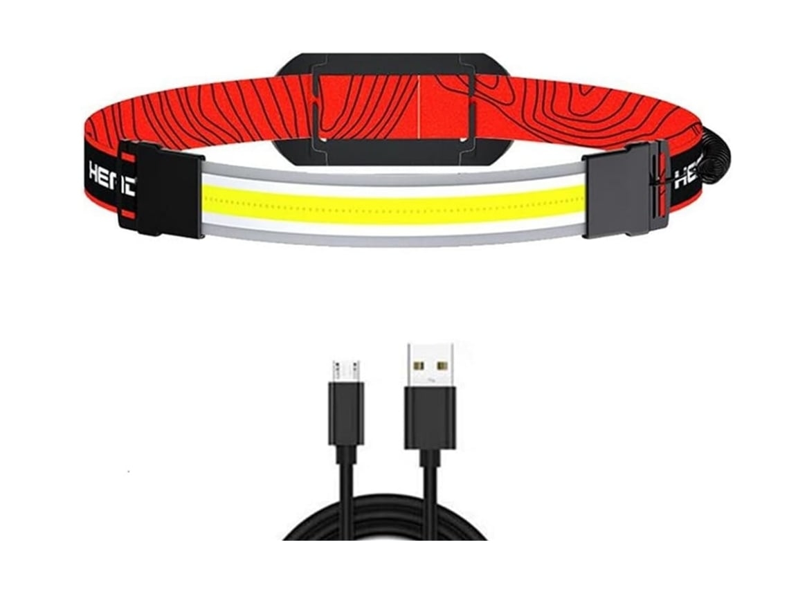 Linterna frontal LED COB superbrillante Yunzii de 2000 lúmenes, recargable, ligera, haz amplio de 260°, resistente al agua, color negro