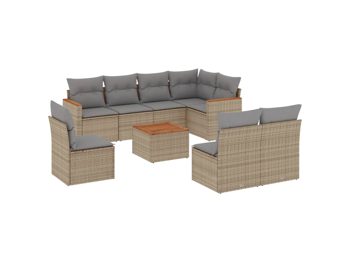 Maison Exclusive - Set De Sofás De Jardín 9 Pzas Con Cojines Ratán Sintético Beige