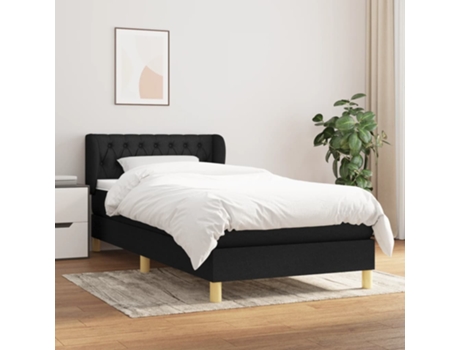 vidaXL Cama con somier y colchón 90x200 cm tela negro