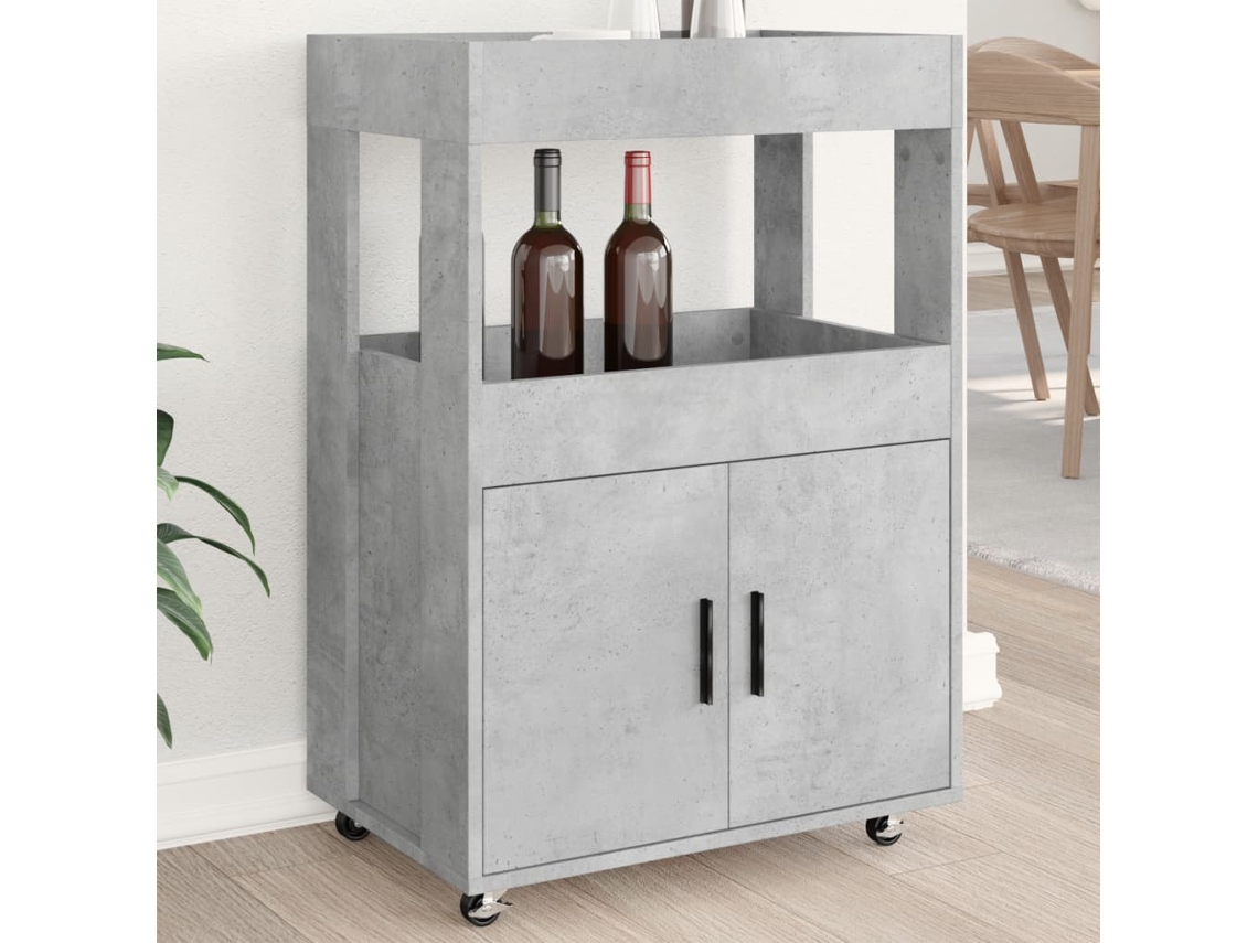 Carrito De Bar Madera De Ingeniería Gris Hormigón 60x39,5x89 Cm