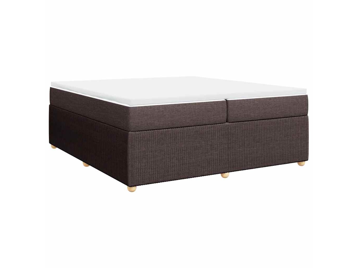 Maison Exclusive - Cama Box Spring Con Colchón Tela Marrón Oscuro 200x200 Cm