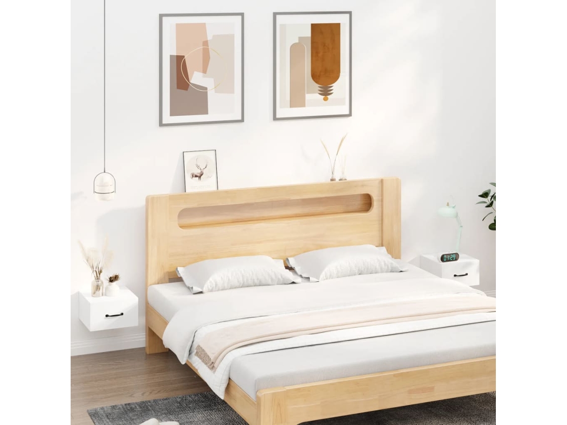 Mesitas de Noche LOVELY HOME Mesinha Montagem na Parede 2 Pcs 35X35X20 Cm Branco