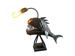 Lámpara de anzuelo USB recargable, hecha a mano de metal, para decoración de sala de estar.