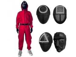 Disfraz Unisex De Mono + Máscara De Calamar Para Fiestas De Halloween