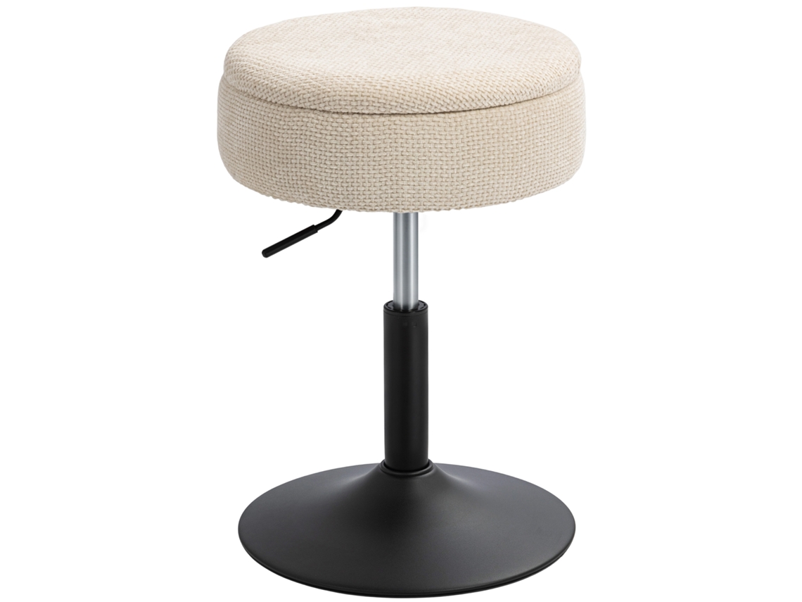 Taburete Giratorio Ajustable Con Almacenamiento, Chenilla Beige.