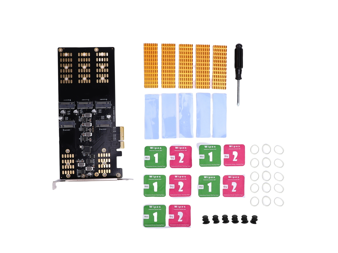 Adaptador De Ssd M.2 Pcie A M.2 Serial Ata Tarjeta De Expansión M.2 Pcie De 5 Ranuras