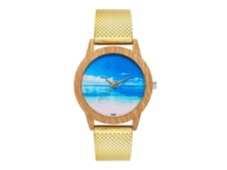 Reloj Analógico De Cuarzo Unisex Con Correa De Malla Azul Y Dorado Zhoulianfa