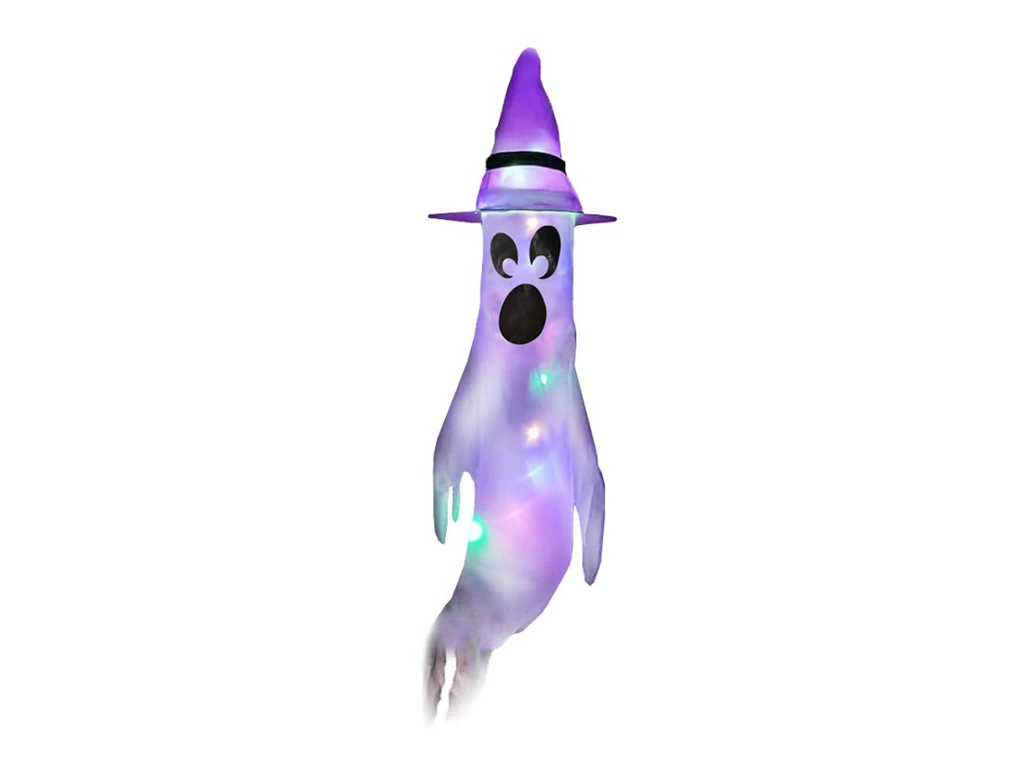 Guirlandas de fantasmas de Halloween com luzes LED, decorações iluminadas para festa e jardim.