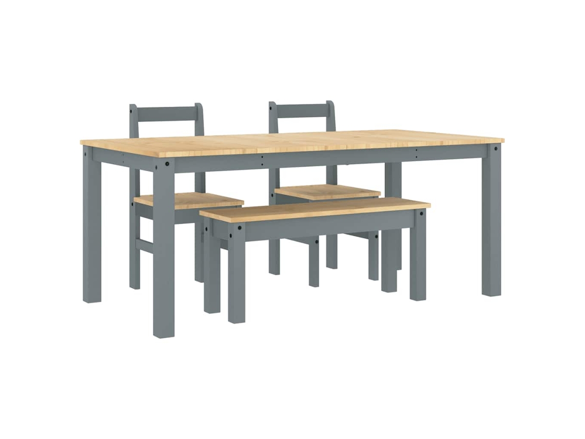 Maison Exclusive - Juego De Comedor Panama 4 Pzas Madera Maciza De Pino Gris