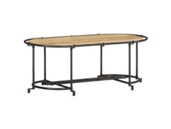 Mesa de centro de diseño industrial, 110 x 55 x 40 cm, madera maciza de mango y hierro, Dec036996