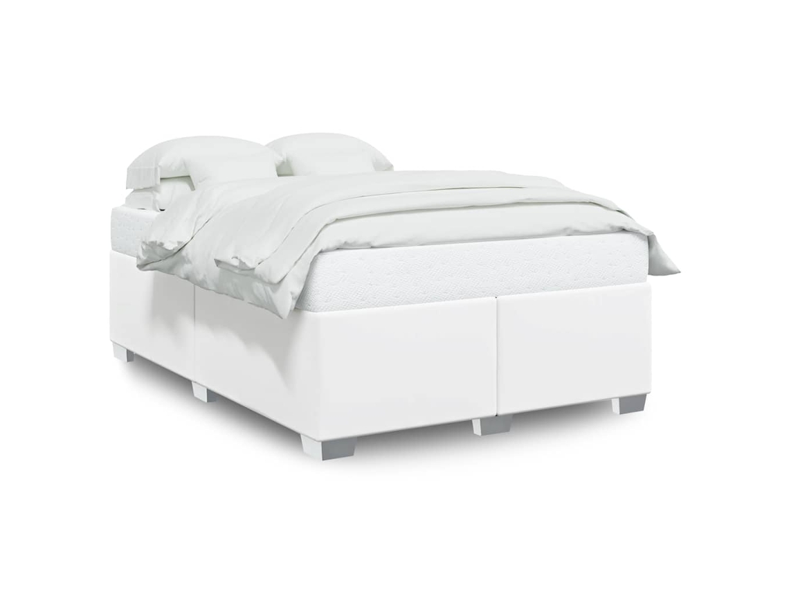 Maison Exclusive - Estructura De Cama Sin Colchón, Color Blanco, Tamaño Matrimonial, Piel Sintética