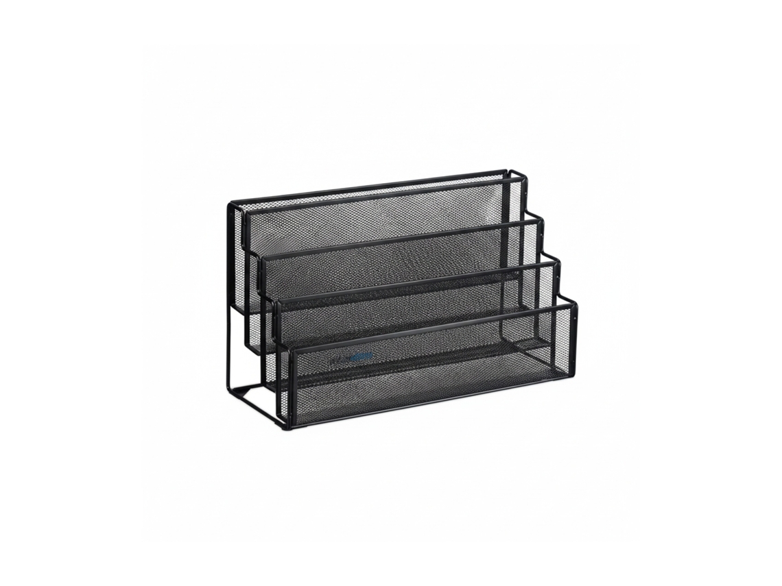 Relaxdays Porta-revistas Em Metal, 4 Compartimentos, Suporte Para Documentos, Hbt: 26x45x18 Cm, Preto