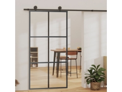 Puerta corrediza | Puerta corredera de vidrio ESG y aluminio, 102 x 205 cm, color negro, WSD113560 Lovely Home