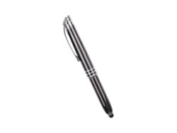 Caneta esferográfica com luz LED e ponta stylus para melhor visibilidade em ambientes com pouca luz e interação com dispositivos digitais (vermelha).