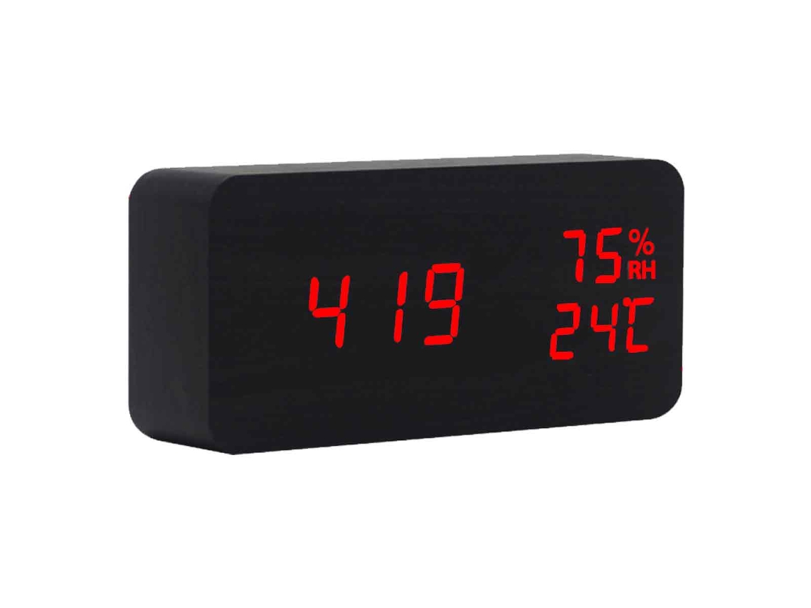 Reloj de madera silencioso, artesanal, controlado por voz, carga USB Kofihety