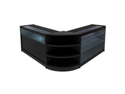 Mostrador comercial MonsterShop Calliope, negro, K1200C1200LM60, MDF y vidrio templado
