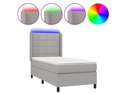 Maison Exclusive - Cama Box Spring Colchón Y Luces Led Tela Gris Claro 90x200 Cm
