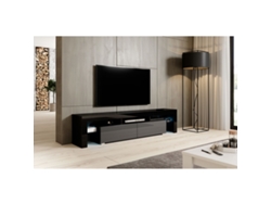 Mueble de TV CAMA MEBLE TORO200 CZ/SZ Negro Gris Transparente 200x41x35 cm