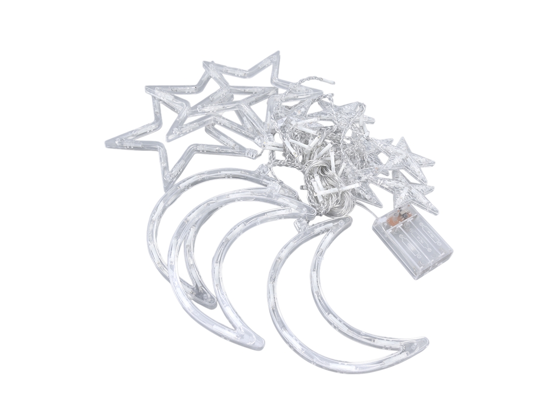 Rebe-luces De Cortina Con Estrellas Y Luna 126 Led Batería Ambiente Romántico Para Ramadán Bodas Cumpleaños