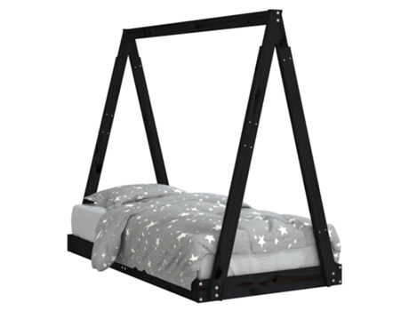 Estructura De Cama Infantil VIDAXL Negro Madera (70x140 cm)