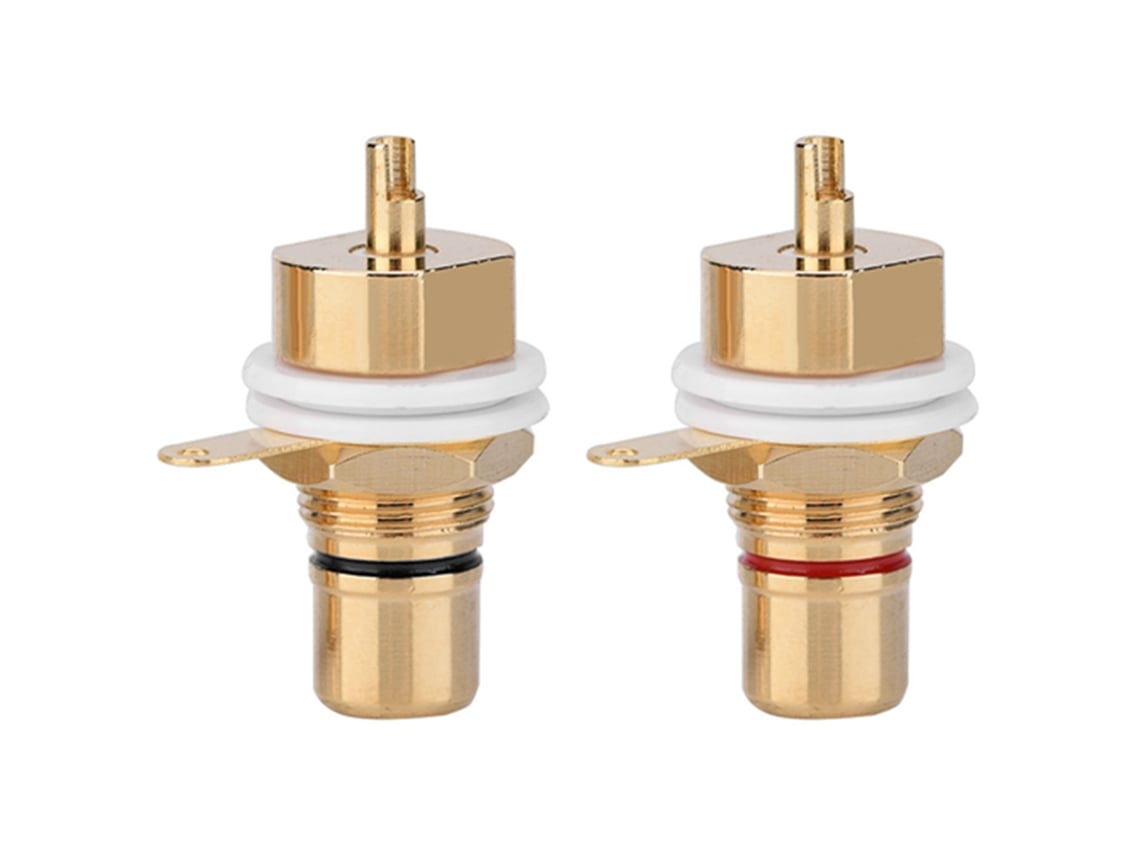 2 Conectores Hembra Rca De Cobre Chapados En Oro Para Montaje En Panel Para Diferentes Aplicações E Usos