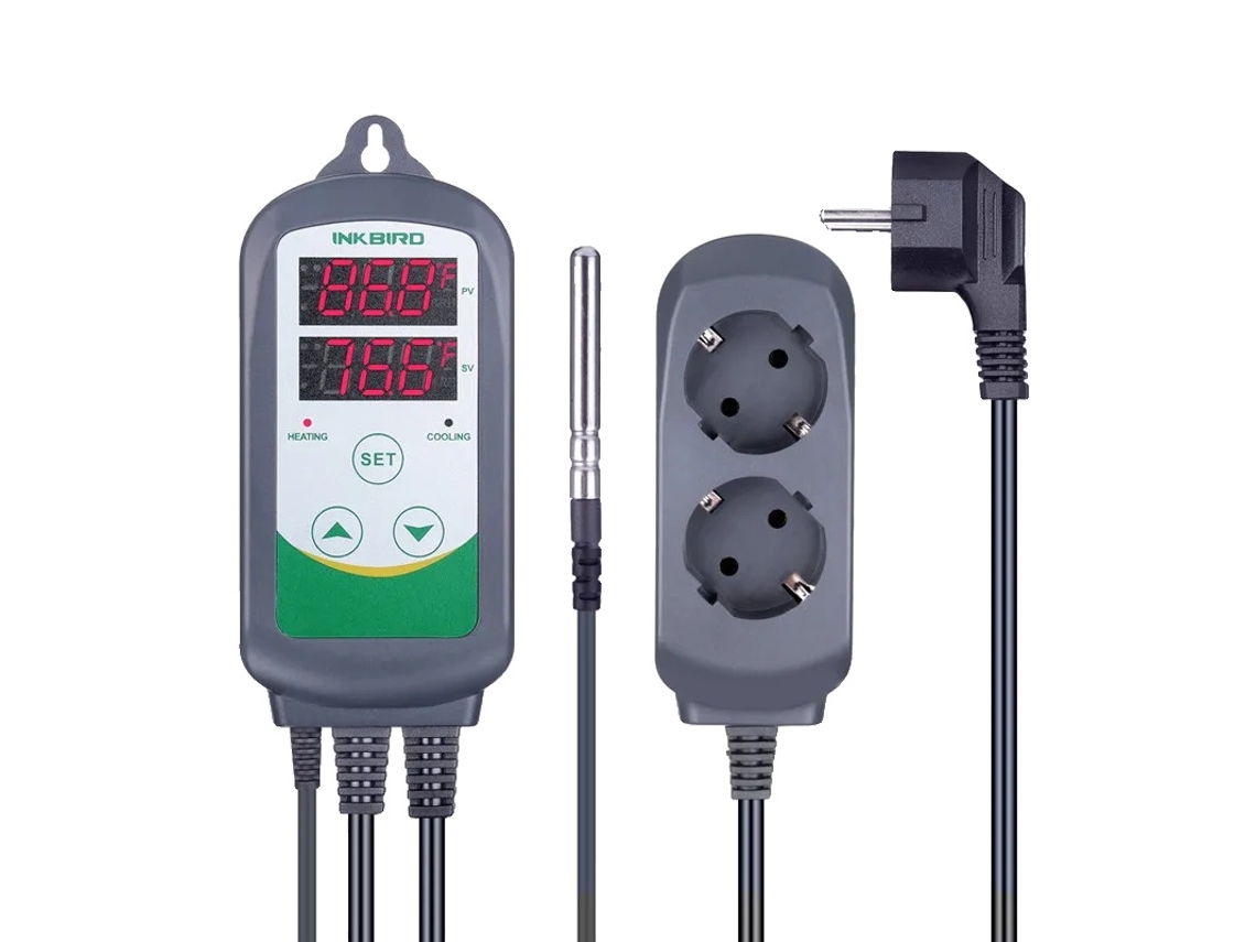 Controlador de temperatura digital, calefacción y refrigeración duales, sistema de alarma, enchufe OEM europeo.