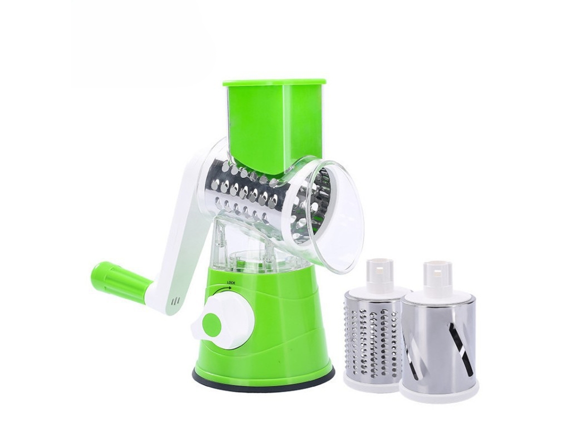 Rallador de verduras giratorio manual con 3 cuchillas de acero inoxidable para verduras cocidas y frutos secos verde SIURN