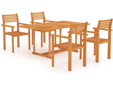Conjunto 5 Conjunto de comedor de jardín VIDAXL madera maciza de teca