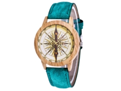 Reloj De Pulsera Unisex Zhoulianfa, Diseño De Brújula, Correa De Mezclilla Verde.