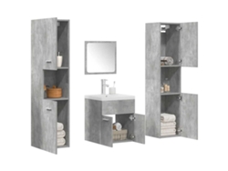 Set Muebles De Baño 5 Uds Madera Ingeniería Gris Hormigón