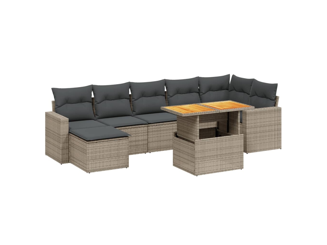 Maison Exclusive - Set De Sofás De Jardín 8 Pzas Y Cojines Ratán Sintético Gris