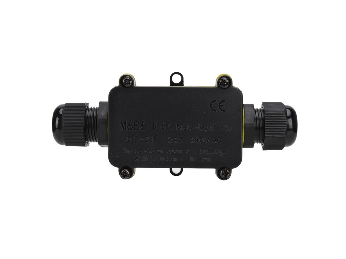 Caja de empalme de plástico negro impermeable IP68 2026 con 2 conexiones para alumbrado público LED M686