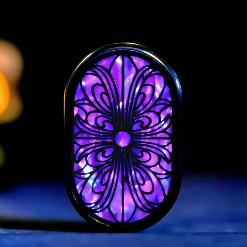 (Morado) Fidget Spinner Mecánico Deslizante Giratorio Magnético Empujador de Tarjetas Torniquete Placa Táctil de Empujador Moneda