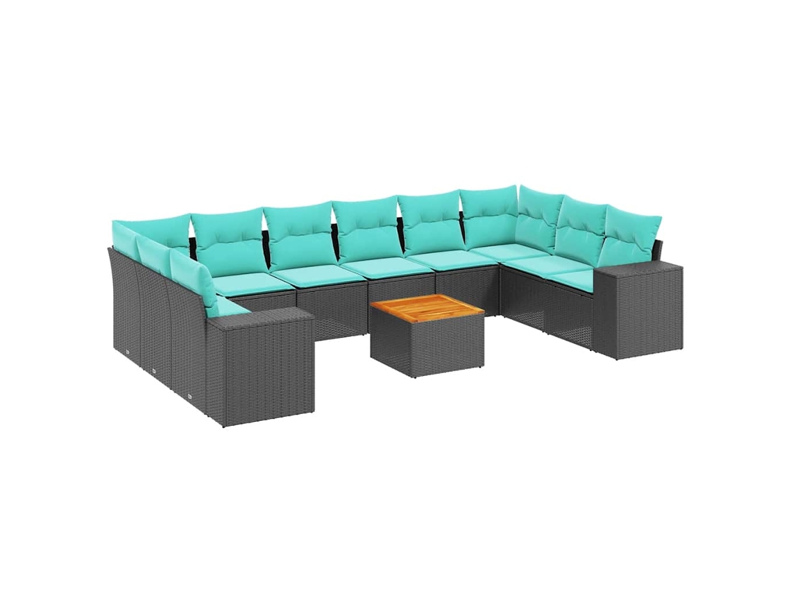 Maison Exclusive - Conjunto De Sofá De Jardín De 11 Piezas Con Cojines, De Poliratán Negro